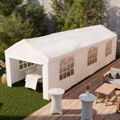 Tente de réception – Burdigala 3x9m –  Blanc. connecteurs métal. tente de jardin idéale pour réception à utiliser comme pavillon.