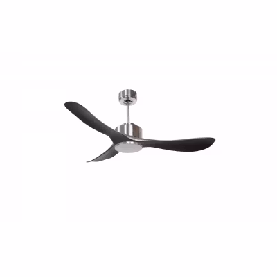Modulo Regular Exterior – un ventilateur pour extérieur IP44, DC 132 cm Chrome pales abs noir sans Lumière  20 à 35 m²