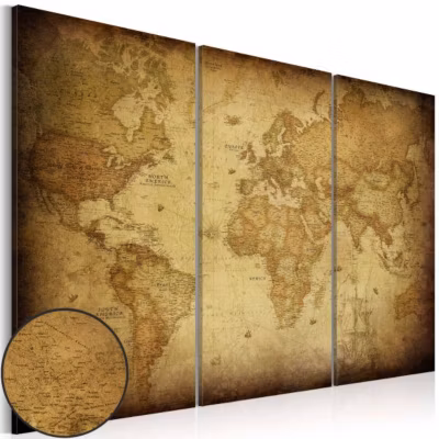 Tableau Cartes du monde Old map: triptych 60×40 cm