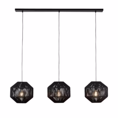 Searchlight Wicker 3 Light Bar Suspension noire