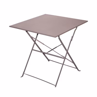 Table de Jardin, Table à Manger Pliante d&rsquo;extérieur en métal Coloris Taupe – Longueur 70 x Profondeur 70 x Hauteur 51 cm