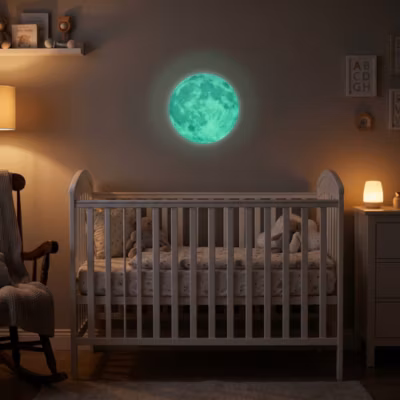 Stickers Muraux décoration adhésifs Lune phosphorescente 30cm