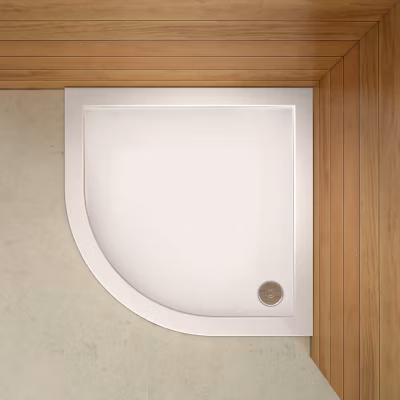 Receveur de douche blanc quart de cercle 80x80x3 cm – Extra-plat et en gel coat – Résine