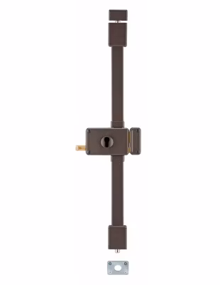 Boitier de serrure en applique Horga à tirage pour porte d&rsquo;entrée, droite, 3 pts, axe 70mm, marron – THIRARD