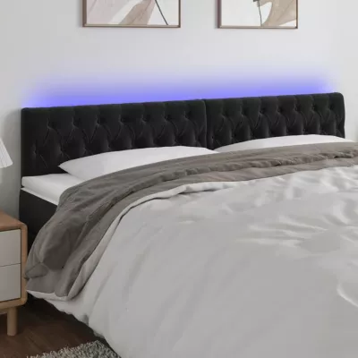 vidaXL Tête de Lit à LED Meuble de Chambre à Coucher Accessoire de Lit Double Tête de Cadre de Lit Intérieur Noir 3122010
