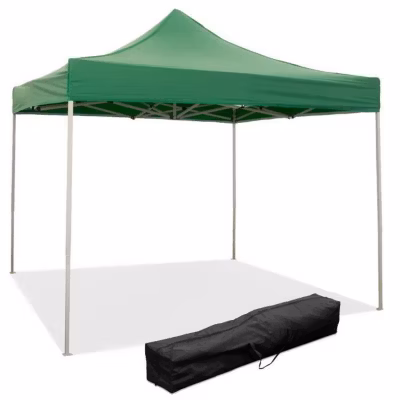 Tonnelle – 9007 – 3×3 m – Toile verte en PVC – 100% imperméable – Pliable