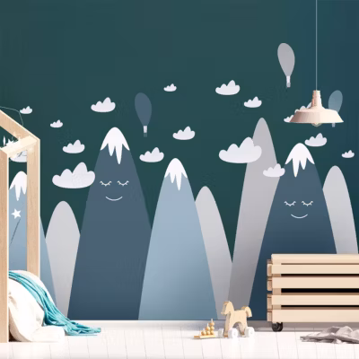 Stickers enfant montagnes scandinaves boyka 120 x 180 cm