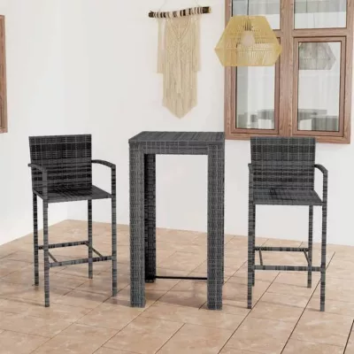 vidaXL Jeu de Bar de Jardin 3 pcs avec Accoudoirs Salon de Jardin Table et Tabourets de Bistrot Patio Terrasse Extérieur 3064806