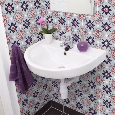 Sticker Mural Carrelage adhésif Cuisine Salle de Bain – 24 STICKERS CARREAUX DE CIMENT AZULEJOS HELENA – 24stickers15x15cm