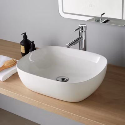 Vasque à poser 49.5 cm blanc brillant – Manille