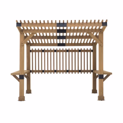 Sunjoy Pergola en bois de cèdre jacuzzi KRONE – 275cm x 310cm, marron