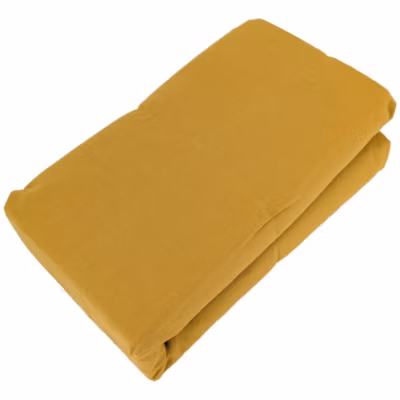 Drap housse PALACE pur coton lavé 140×190 cm bonnet 35 cm uni jaune curry