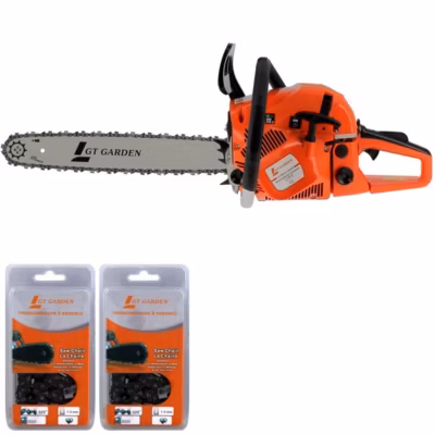Tronçonneuse thermique 62 cm3, 3.5 CV, guide 45 cm, 2 chaînes – GT GARDEN