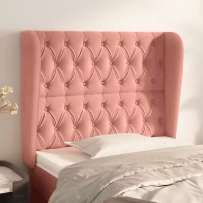 vidaXL Tête de lit avec oreilles Rose 93x23x118-128 cm Velours3118333
