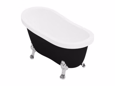 Baignoire îlot rétro avec pieds de lion argentés – 145 x 74 x 77 cm – Noir mat – 200 L – NISOS II