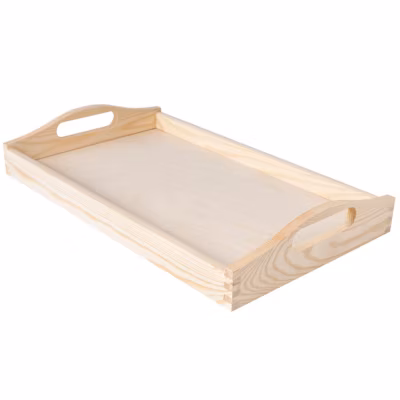 Creative Deco Plateau de Service en Bois 39,5 x 24 x 6,3 cm – avec Poignées Simples – pour Repas, Petit Déjeuner, Thé, Café