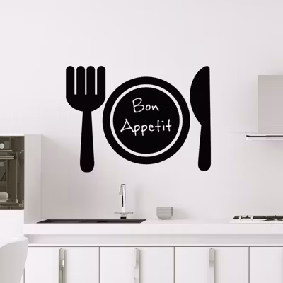 Sticker ardoise tableau noir – stickers muraux adhésif effaçable – DESIGN COUVERTS DE TABLE – 40x55cm