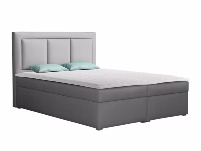 Lit continental Pomona 112, Double, Gris, Tissu, Disponible