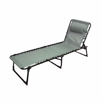 Transat Chaise longue pliante Bain de soleil coloris kaki avec coussin – Longueur 188 x Profondeur 55 x Hauteur 30 cm