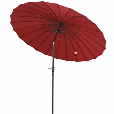 Parasol inclinable rond avec manivelle aluminium fibre de verre polyester diamètre 2,60 m coloris rouge