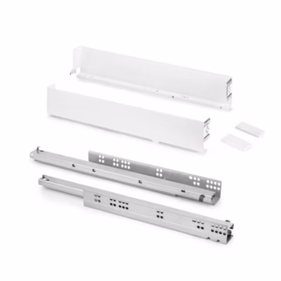 Emuca Tiroir extérieur Simplex 25kg hauteur 88mm, profondeur 490mm, acier, peint en blanc