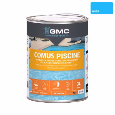 COMUS PISCINE GMC – Bleu 3L – Peinture pour piscines et maçonnerie en immersion – COMUS