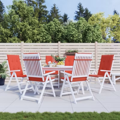 Prolenta Premium –  Coussins de chaise de jardin dossier haut lot de 6 rouge tissu