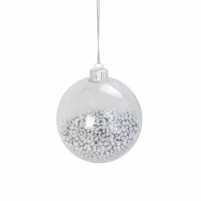 1 boule transparente avec bille argent noel