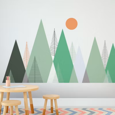 Stickers enfant montagnes scandinaves piaka 120 x 180 cm