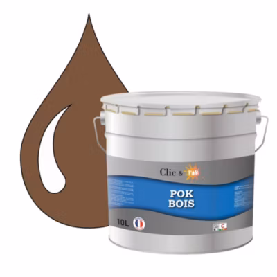 Peinture extérieure bois – Résistante aux intempéries POK BOIS – 10L – RAL 8024 – Brun Beige – Clic & Pok