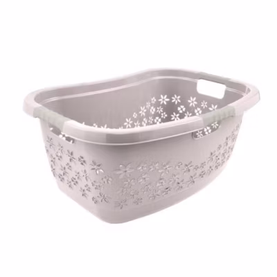 Corbeille à linge ergonomique à poignées souples 50 litres – Gris