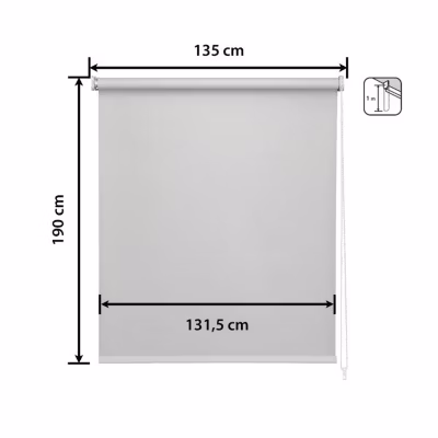 Store Enrouleur Occultant Blackout – Easydeco – Gris – 135 x 190 cm