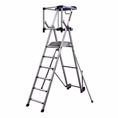 Escabeau PIRL – Garde-corps articulé – Hauteur max de travail 3,45m – PIRLF6-P