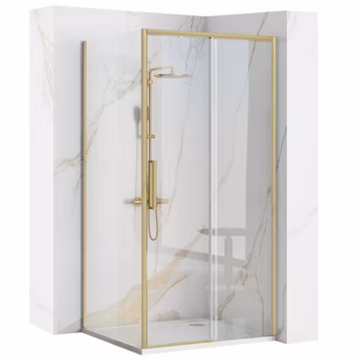 Cabine De Douche Murale Rea Rapid Slide 130X100 Brush Gold