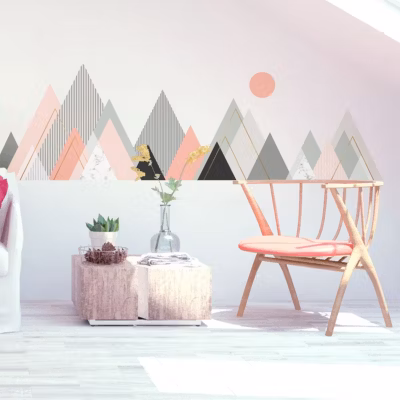 Stickers muraux – Décoration chambre salon – Autocollant Sticker mural géant montagnes scandinaves ALPINA – 40x60cm