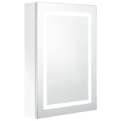 Armoire Murale à miroir LED, Armoire de Toilette, Meuble Salle de Bain Blanc brillant 50x13x70cm