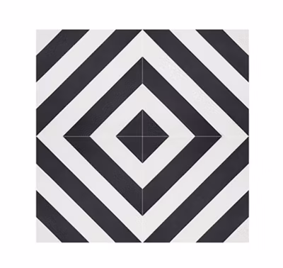 4 Carreaux de ciment véritable 0,16m2 / Carreaux de ciment artisanaux coloris noir/blanc pour sol et mur – l.20 x L.20 cm