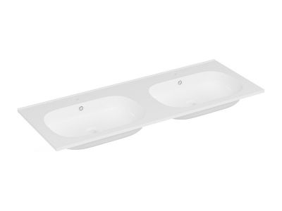 Double vasque à encastrer en résine effet pierre – Blanc – L120 x l46 cm – ATIWA