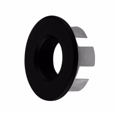Garniture de trop-plein de lavabo ronde, finition NOIR mat, en ABS Kibath