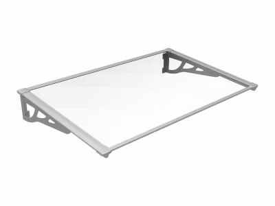 Auvent de porte en aluminium 150 x 90 cm incliné argenté KEPLER
