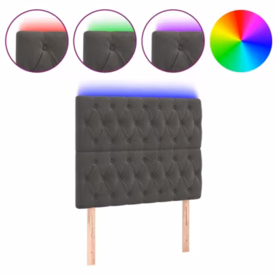 vidaXL Tête de Lit à LED Meuble de Chambre à Coucher Accessoire de Lit Simple Tête de Cadre de Lit Intérieur Gris Foncé 3122803