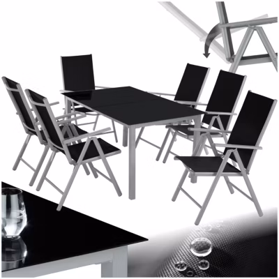 Salon de jardin en aluminium pour 6 personnes argent
