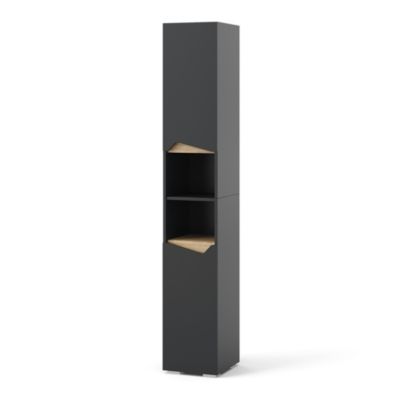 Vicco Meuble salle de bain Anthracite 30x180cm avec portes, et compartiments ouverts