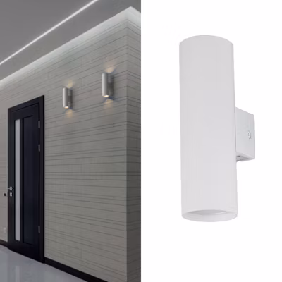 Aplique de Pared Lumière Double Haut et Bas Aluminium Blanc 2 Douilles GU10 ampoules non incluses.