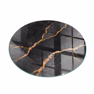 Plaque de protection verre trempé cheminée Tulup fi50 cm Marbre élégant avec des veines 1 pc