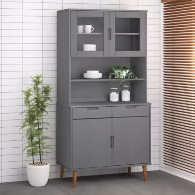 350551 vidaXL Dessus de buffet MOLDE Gris 90x35x100 cm Bois massif de pin