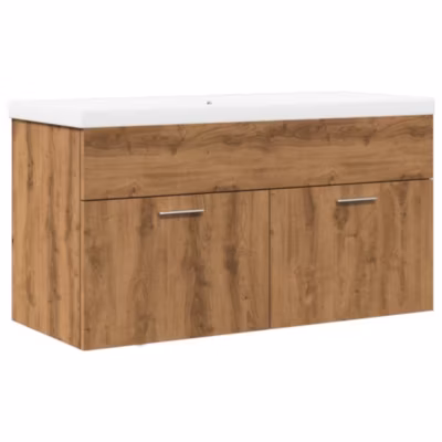 Armoire lavabo de bain avec bassin intégré chêne artisanal vidaXL