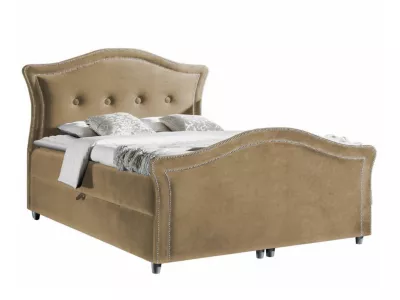 Lit continental Baltimore 136, Double, Brun clair, Tissu, Disponible