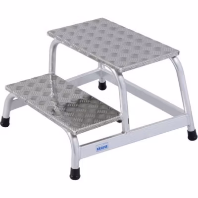 Marchepied Krause 805027 – 2 marches, hauteur de travail max. 2,40 m, aluminium