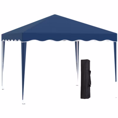 Pavillon pliable 3x3m, avec protection UV, pour jardin, bleu, avec transport facile